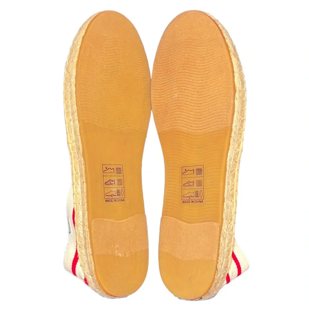 Soludos Dali Red Cream Linen Stripe Espadrilles Flats Summer NEW Womens 11